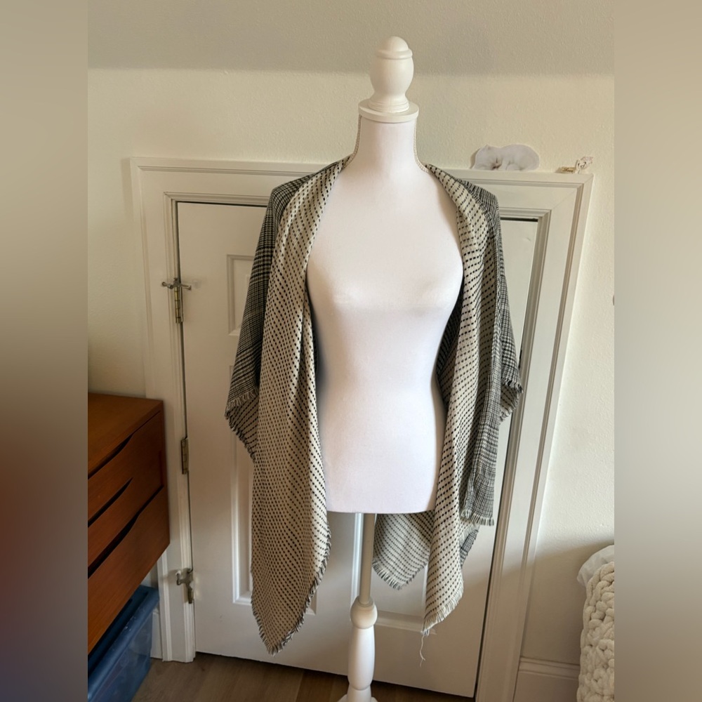 J. Jill Black and Cream Poncho